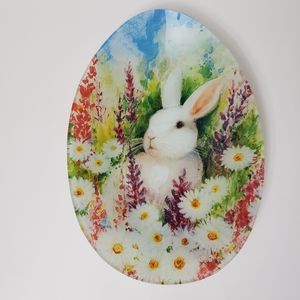 208 Park Boho Bunny Egg Shaped Serving Decorative Plate Easter Replacement
